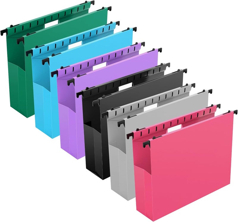 SHUTEX Extra Capacity Plastic Hanging File Folders,12 Pack Reinforced Expanding Hang Folder Letter Size,Accordian Pocket,Heavy Duty 2 Inch Expansion,Hanging Folder Organizer for Office Home,Assorted Colors - Image 1